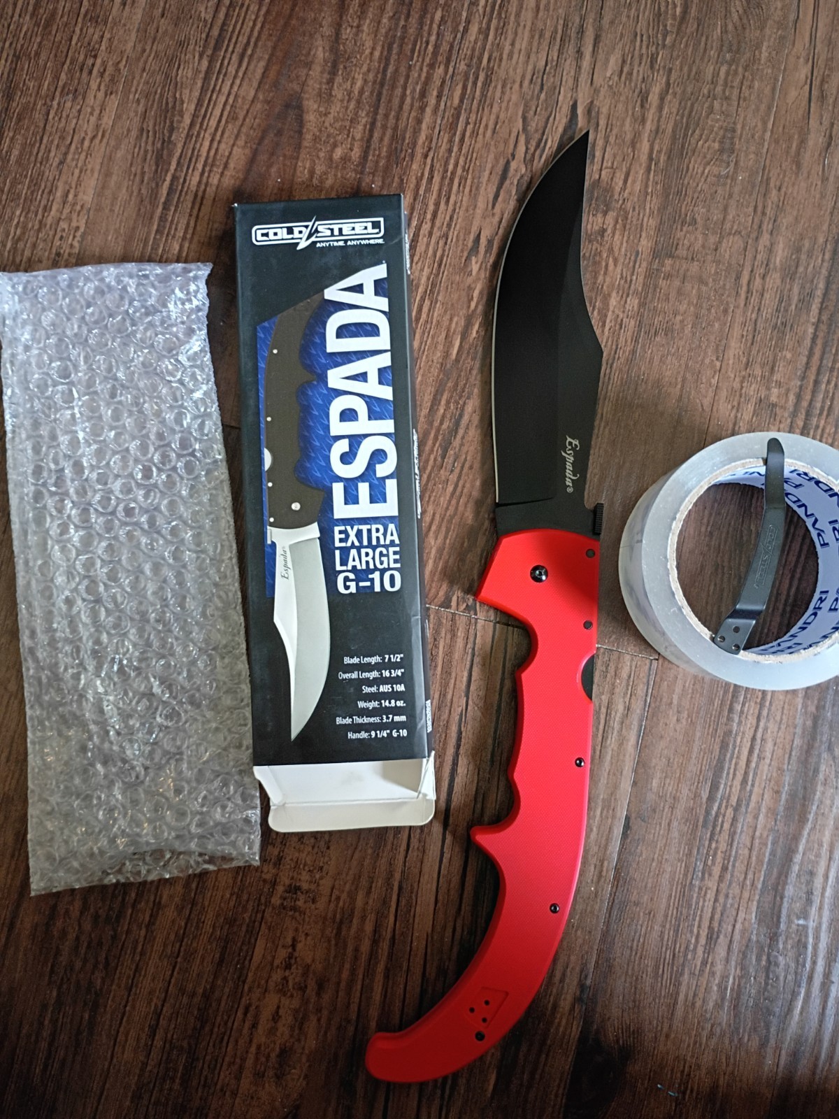 Cold Steel Espada Xl  Aus 10a Red G10 handle  Folding Knife 7.5 Inch Blade