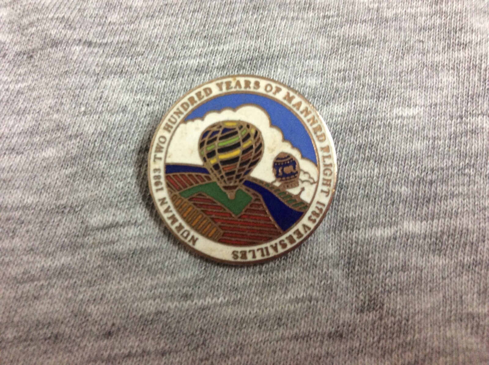 Vintage 1983 Hot Air Balloon Lapel Pin 200 Years Manned Flights