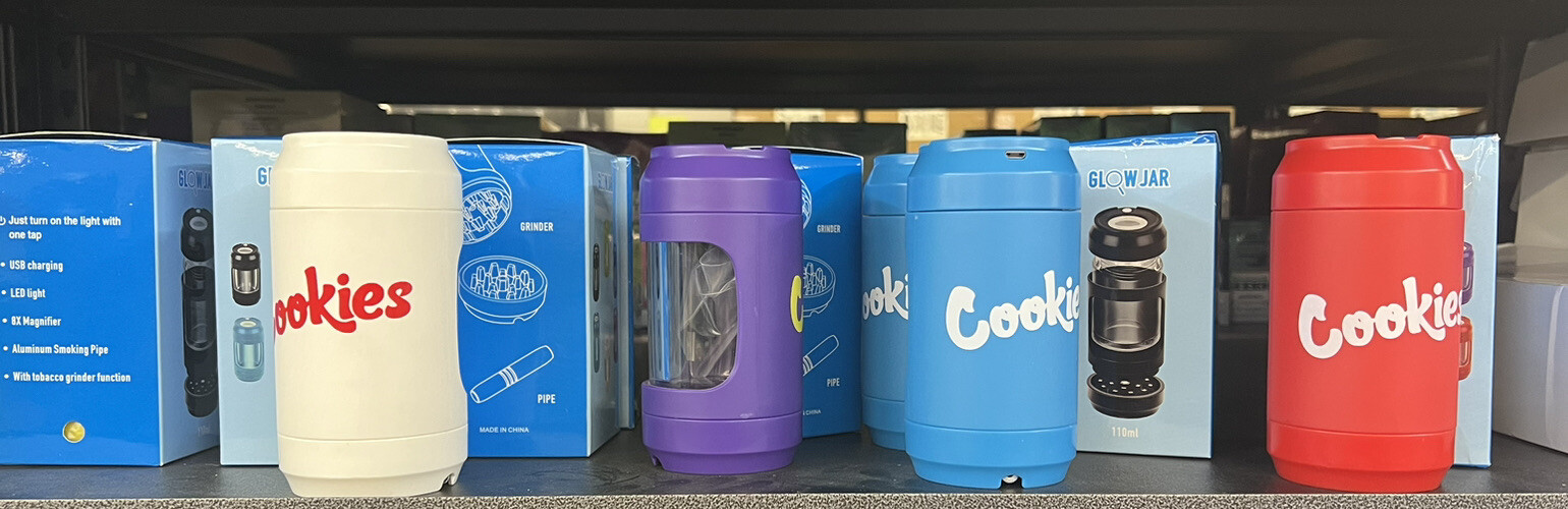 Cookies 4 in 1 Mag Jar grinder With Magnifying Lid Light -Dugout Pipe