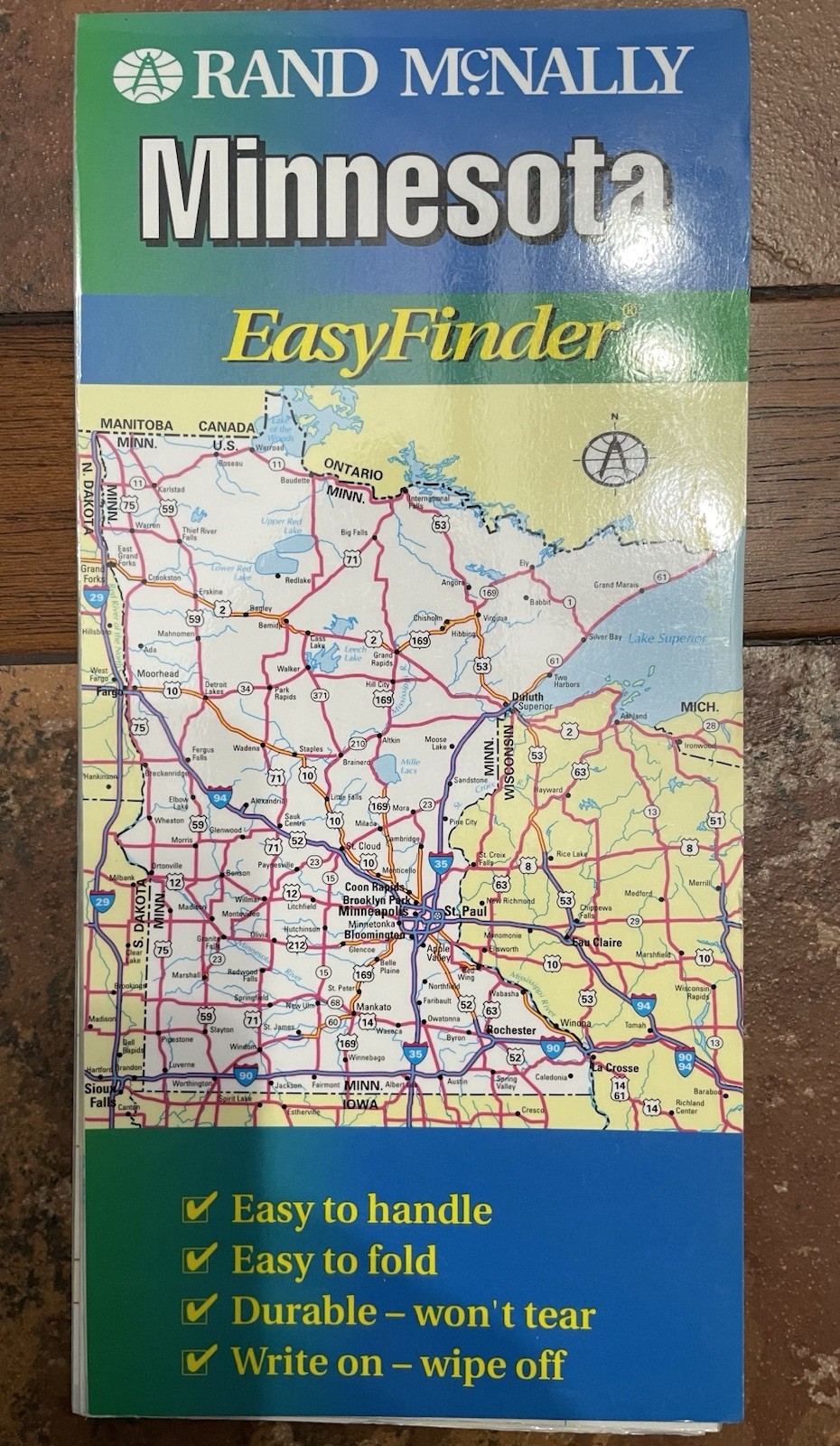 1998 Minnesota Rand McNally Easy Finder Map, Laminated
