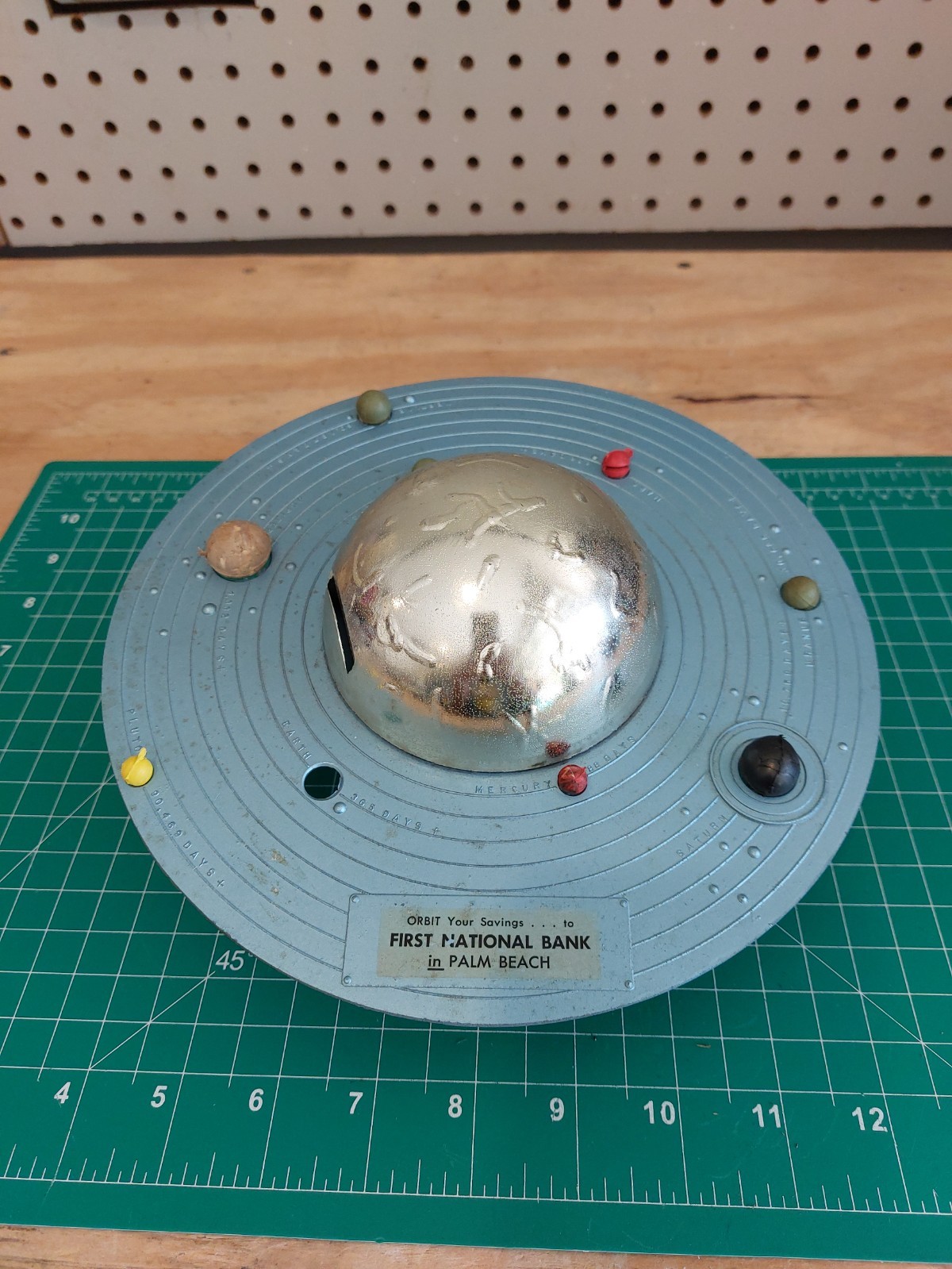 Vintage Astro Manufacturing Plan-It Solar System Coin Bank Incomplete No Key