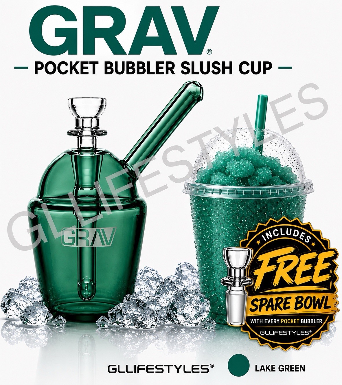 GRAV Slush Cup Pocket Bubbler PREMIUM QUALITY Glass Small Travel Bong Hand Pipe