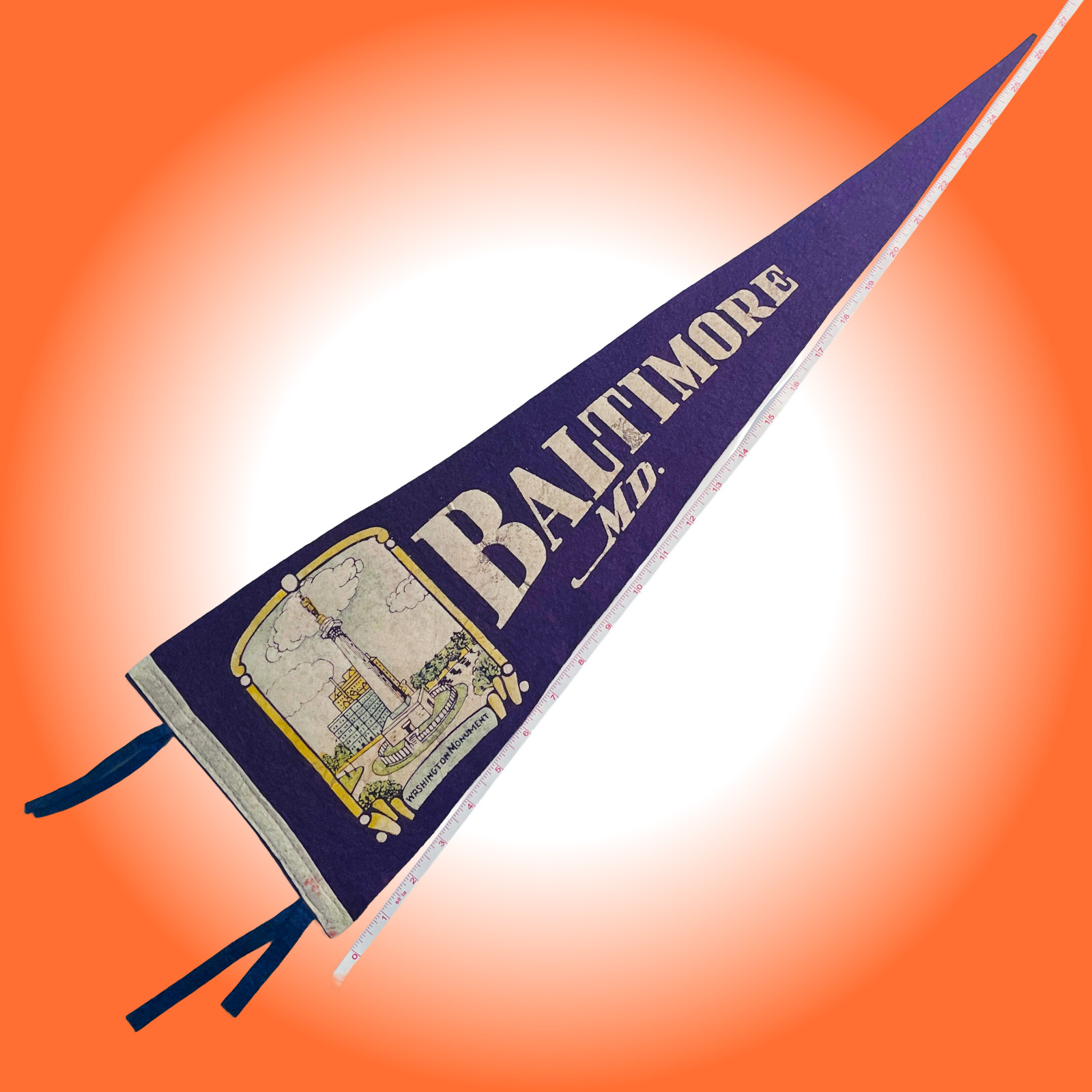 Vintage 1945 Baltimore MD Pennant Washington Monument Excellent NOS Felt 26 Vintage 1945 Baltimore MD Pennant Washington Monument Excellent NOS Felt 26