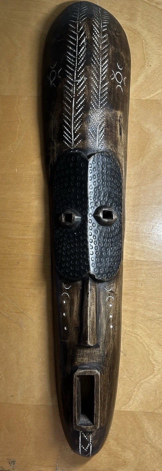 Vintage African Hand Carved Wooden Mask Made in Ghana 23\