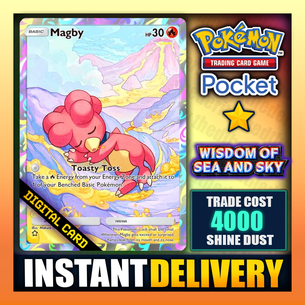 Pokemon TCG Pocket - Magby - Full Art ⭐ Wisdom of Sea and Sky - English - Fast ✅