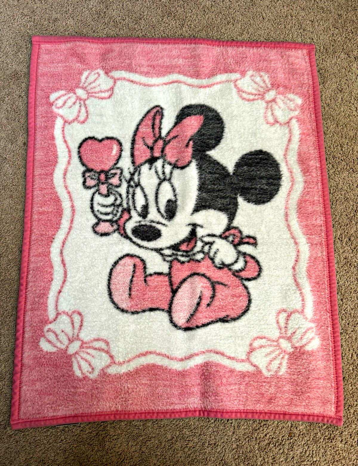 Vintage Biederlack Baby Minnie Mouse Blanket/Throw