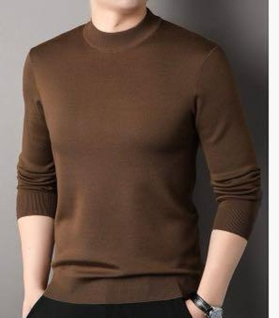 Kiton Men\'s Crewneck Sweater Brown Cashmere & Silk US SZ M