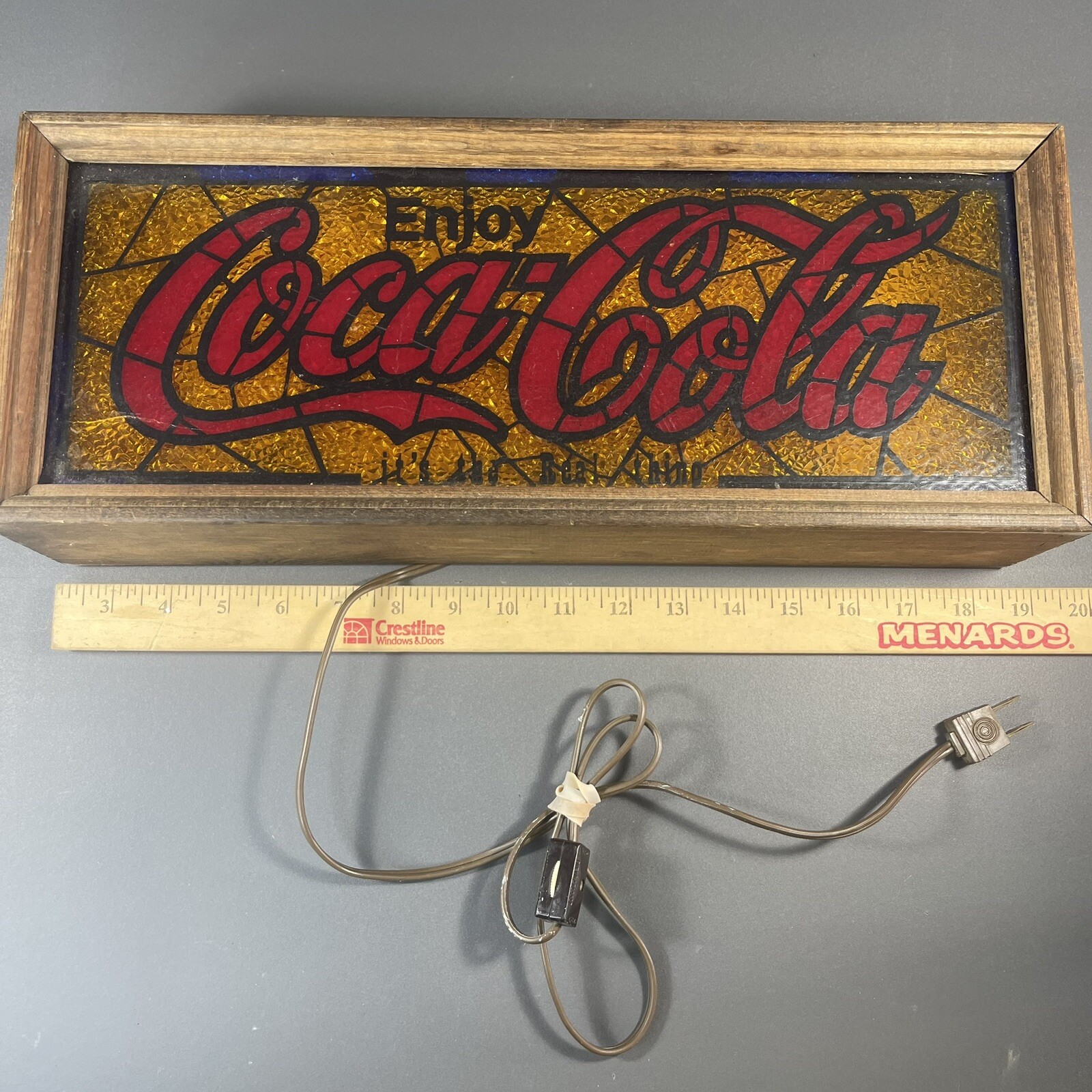 VINTAGE 1970's COCA-COLA MANTEL BAR LIGHT Tested The RARE Gold With Red Script