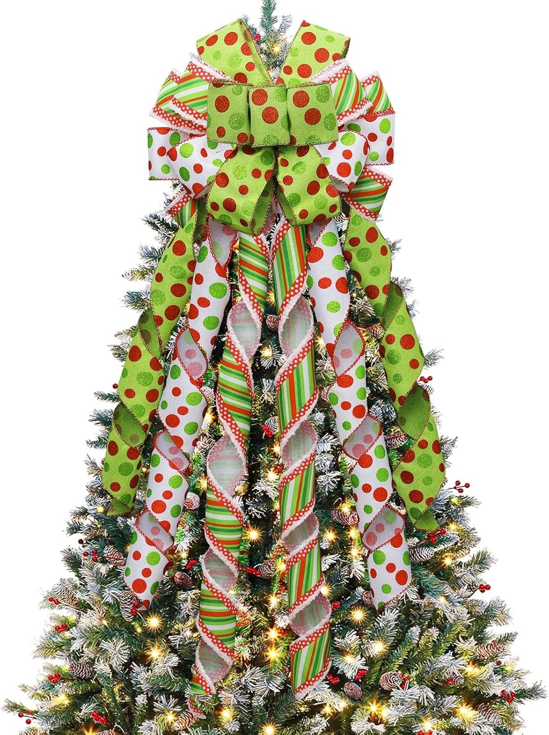 GRINCH Christmas Tree Topper Bow Wreath, Large Green Bow Green Monster