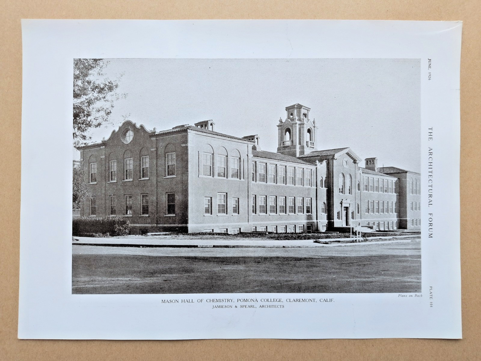 Mason Hall of Chemistry, Pomona College, Claremont, Cali - Antique Print - 1926 Mason Hall of Chemistry, Pomona College, Claremont, Cali - Antique Print - 1926