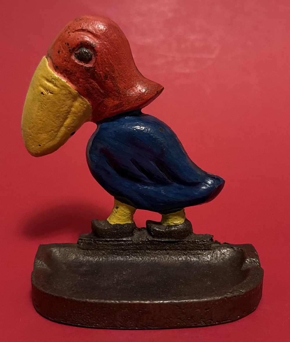 Vintage Kansas University KU Jayhawk Cast Ashtray Paperweight Collectible Figure