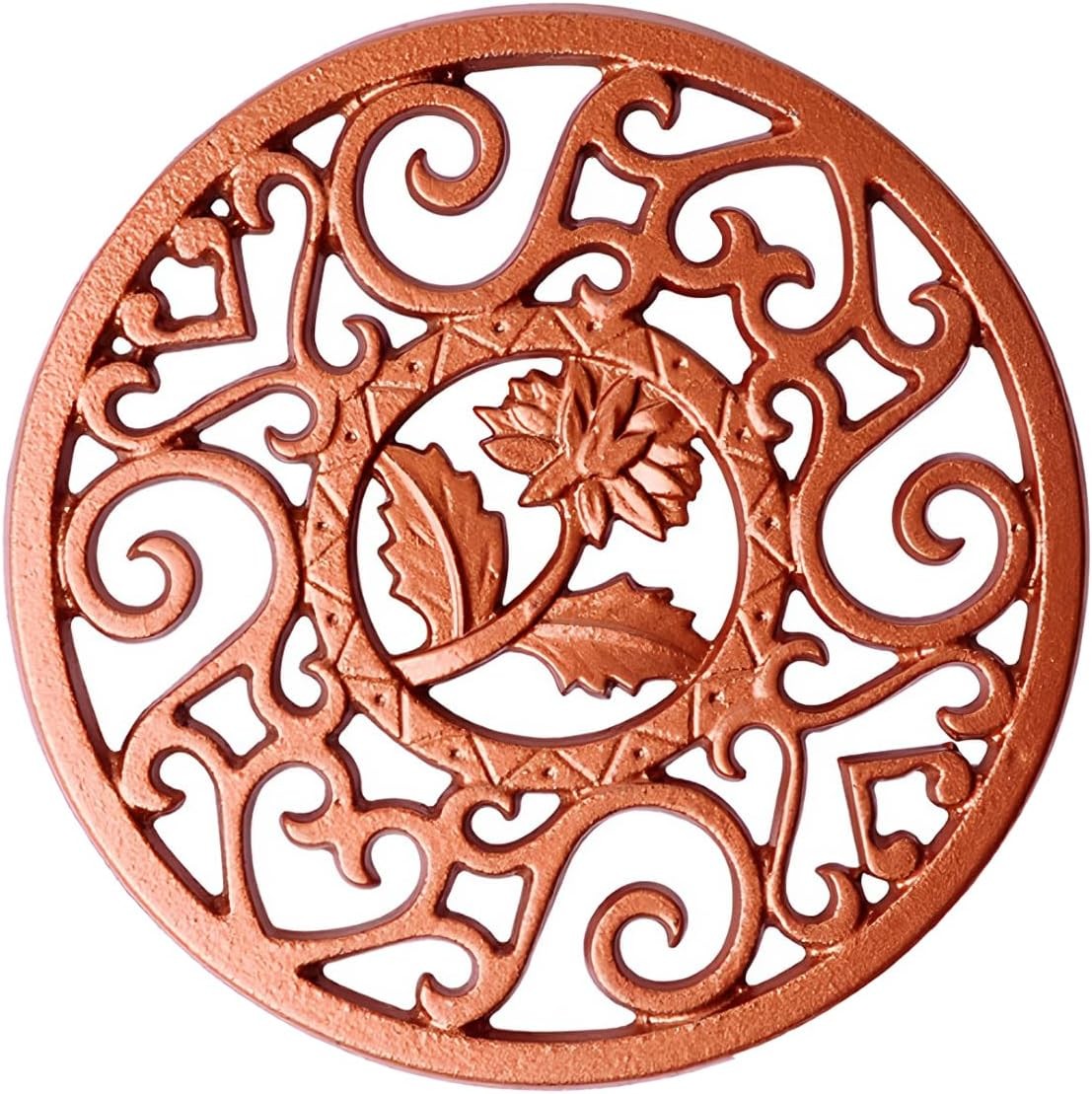 1Pcs 4.69Inch Iron Cast Trivet for Hot Dishes, Gold Vintage Pattern Metal 1Pcs 4.69Inch Iron Cast Trivet for Hot Dishes, Gold Vintage Pattern Metal