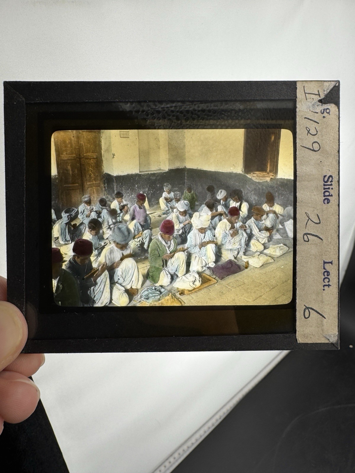 Antqiue Magic Lantern Slide “Primary Class” Ambala India W/ Notes #26