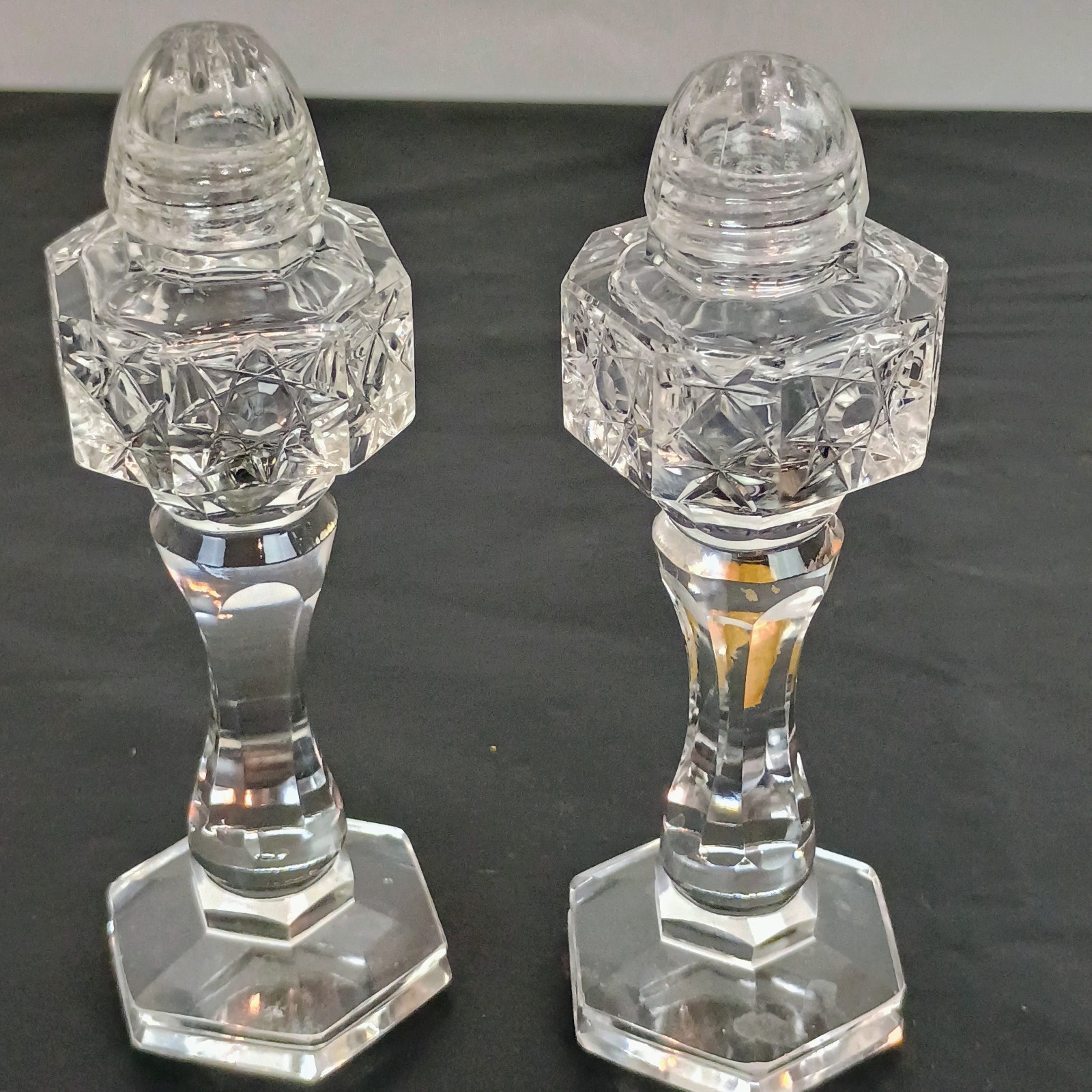 Vintage Imperlux World\'s Finest Lead Crystal Salt Pepper Shakers 5.25\ Vintage Imperlux World\'s Finest Lead Crystal Salt Pepper Shakers 5.25\
