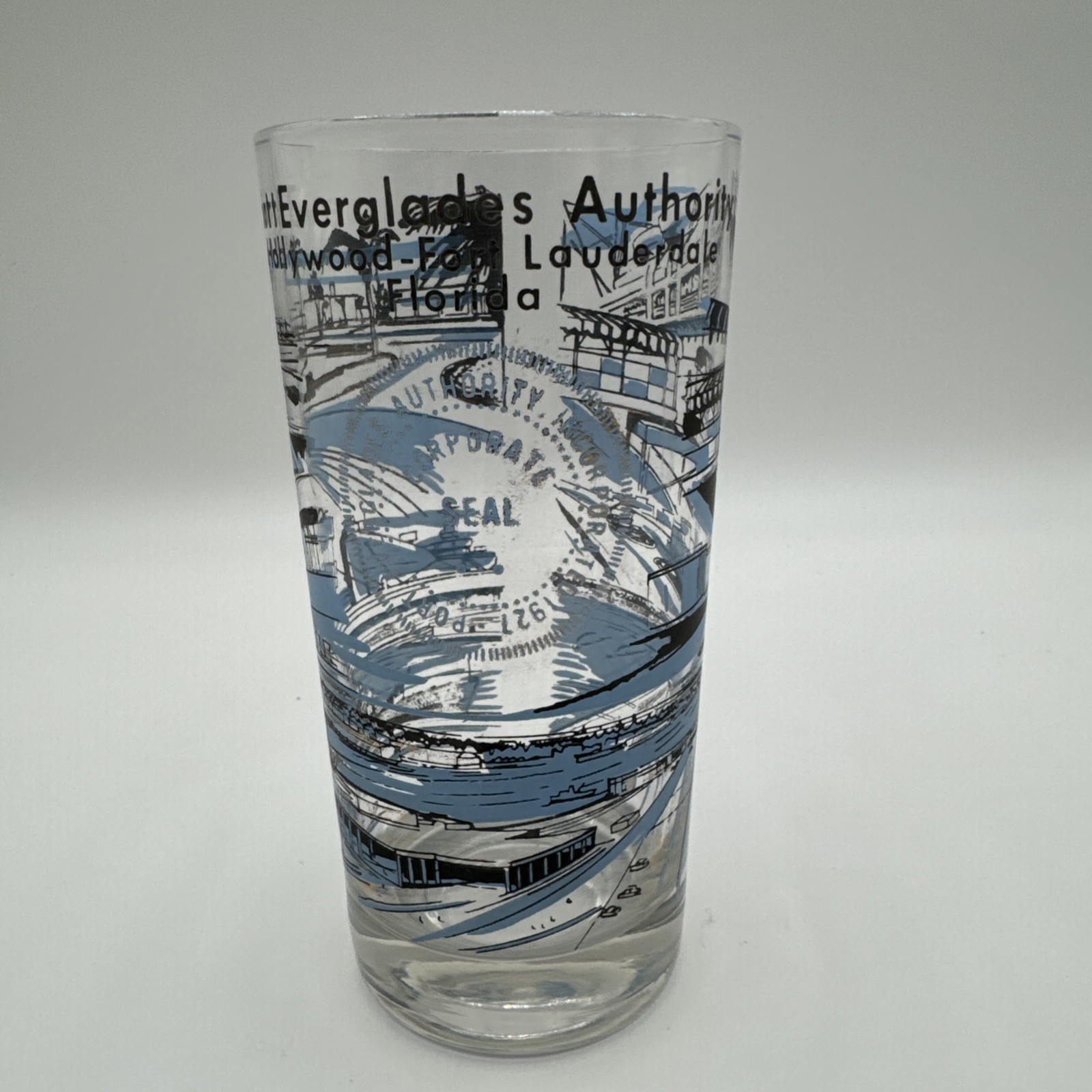 VTG Port Everglades FL Souvenir Glass MCM Fort Lauderdale Tumbler Bar