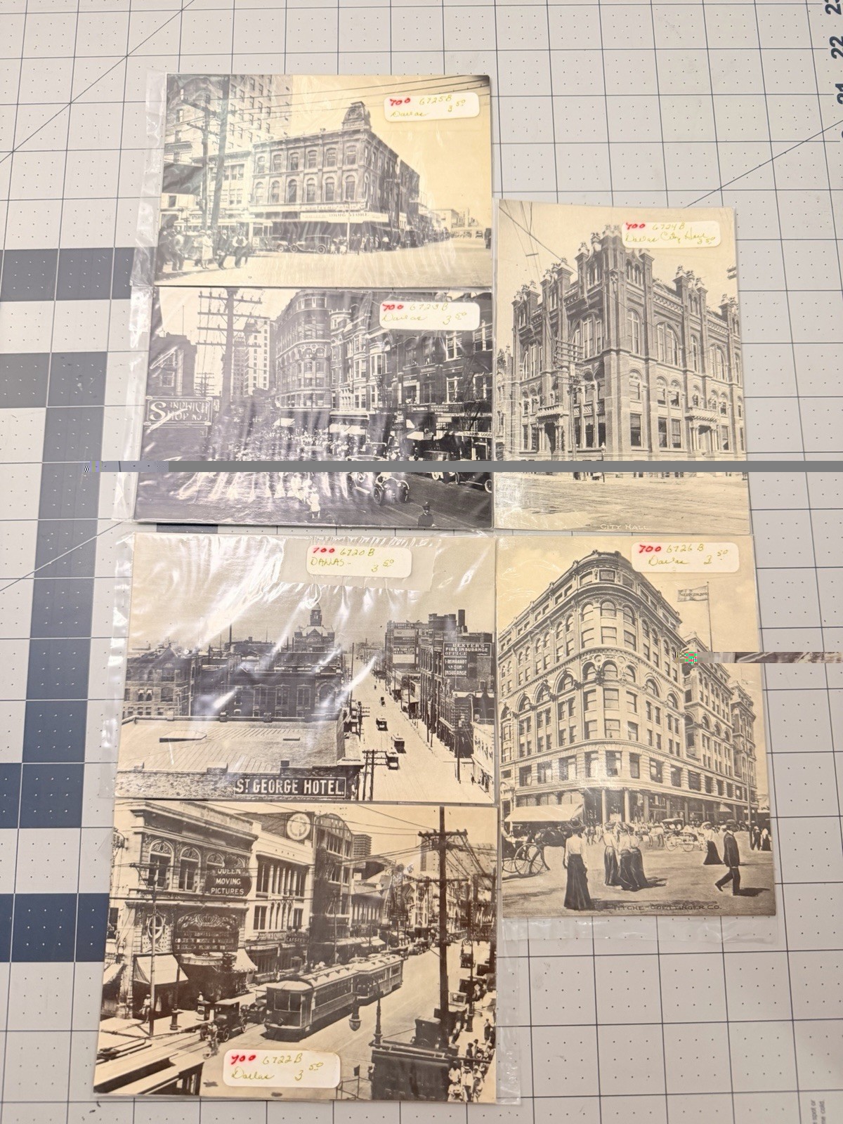 Vintage Postcards Lot of 6 Dallas Texas Old Downtown Street Scenes 1900s-1920s