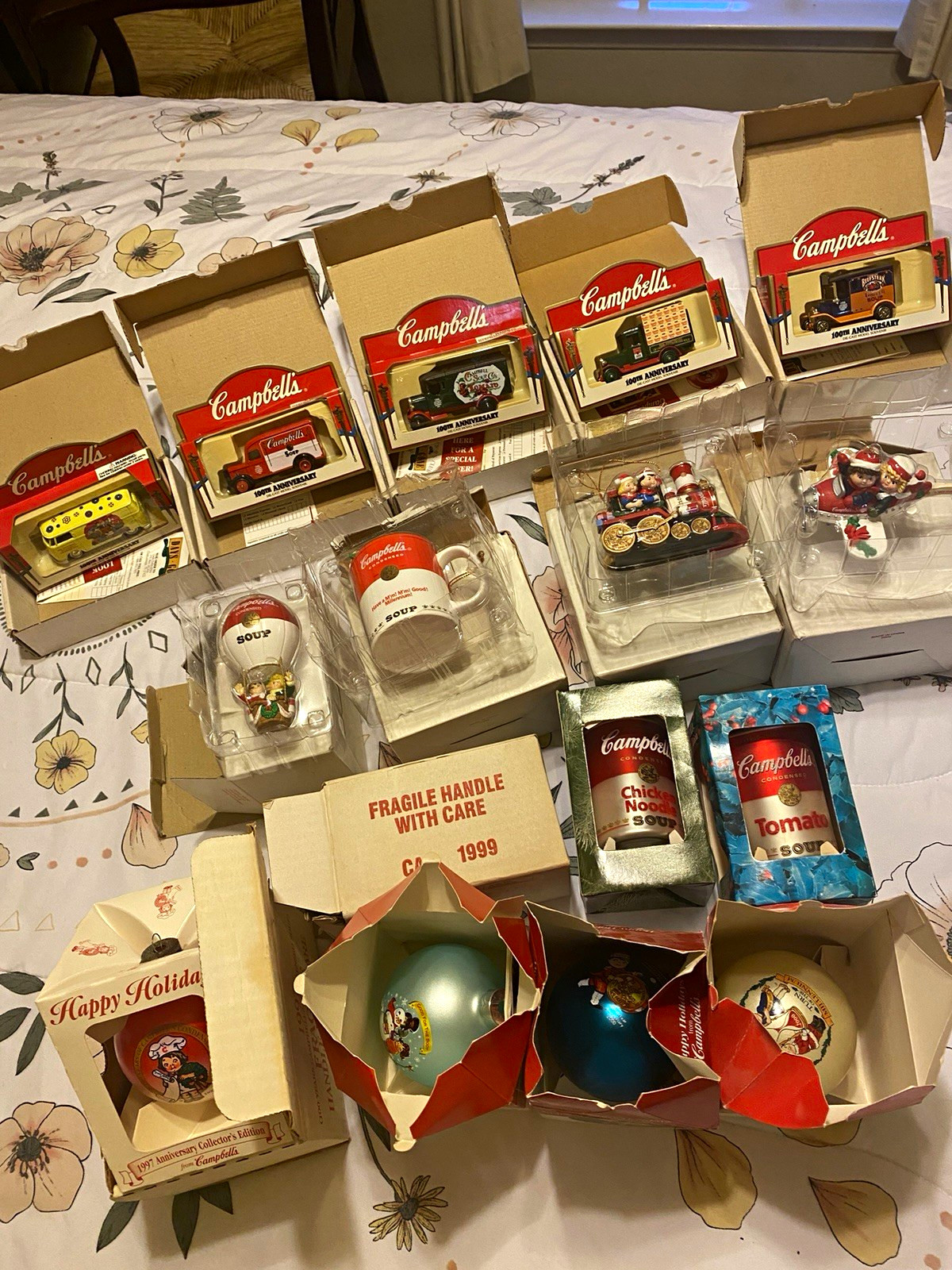 Campbell's Holiday Ornaments Lot 1997-2000 + 100th Anniv Diecast Bundle