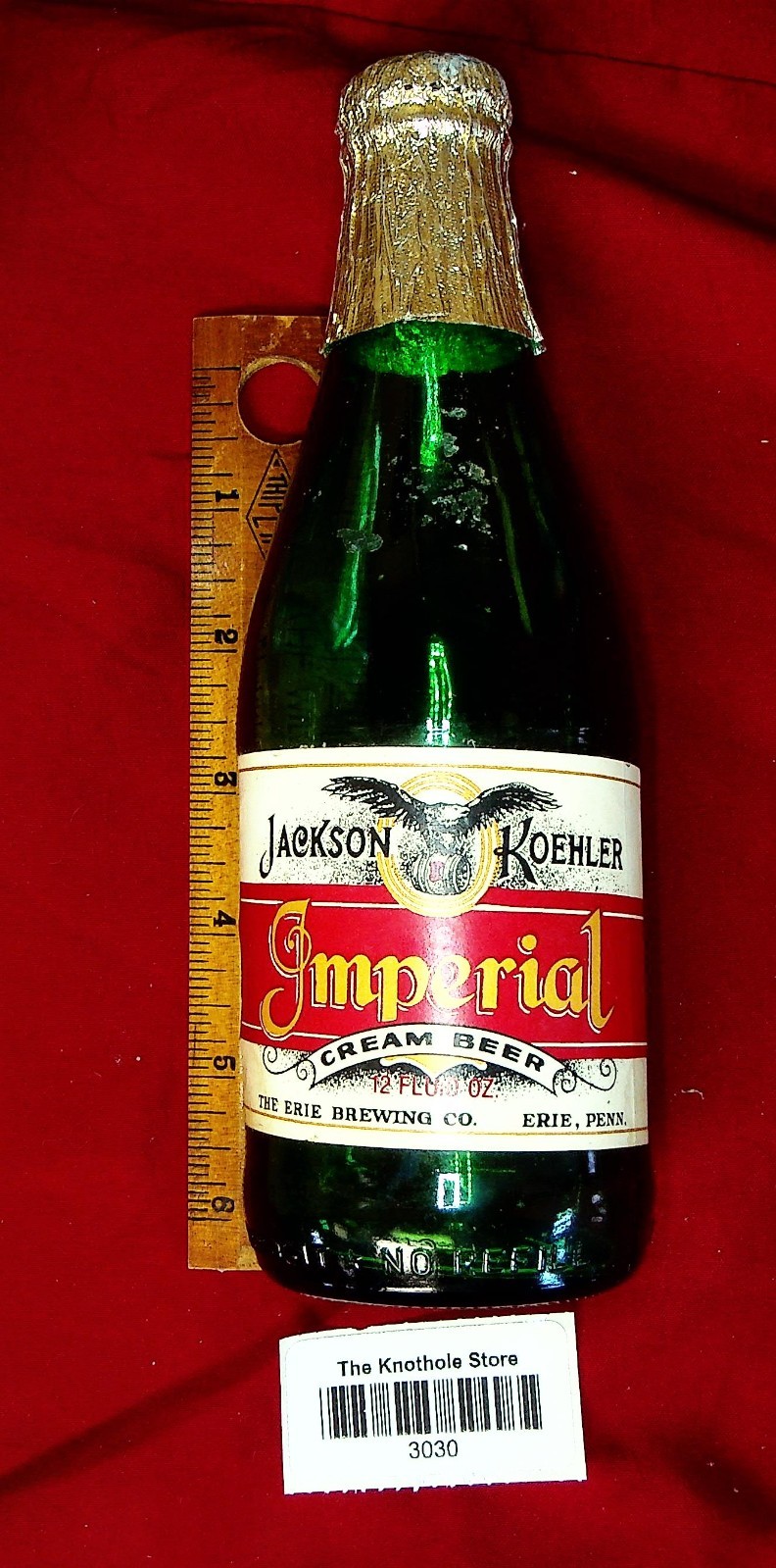 VTG JACKSON KOEHLER IMPERIAL 12 OZ. BEER BOTTLE, ERIE BREWING, ERIE, PA.