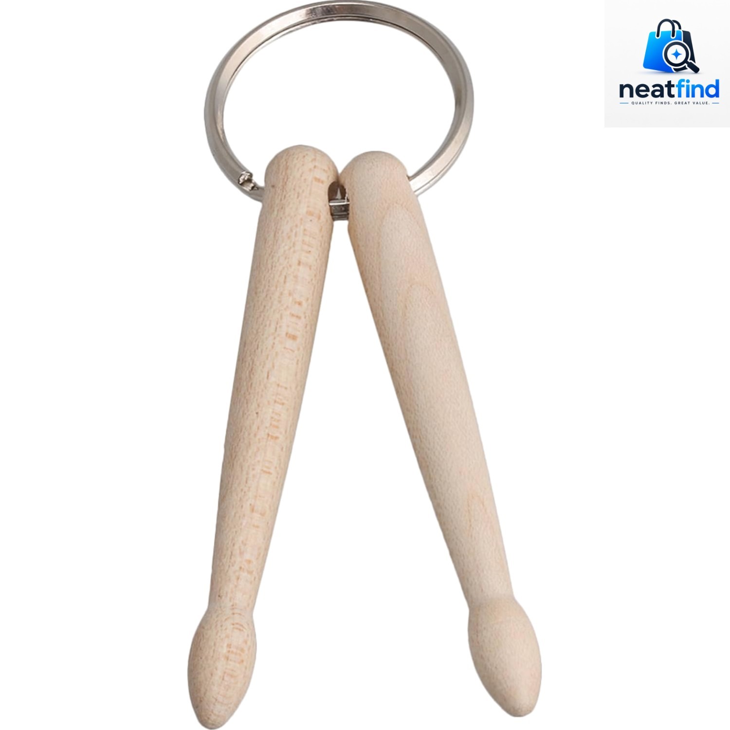 Stylish Mini Drum Keyring - 90mm Artisan Wooden Keychain with Easy Zipper Access