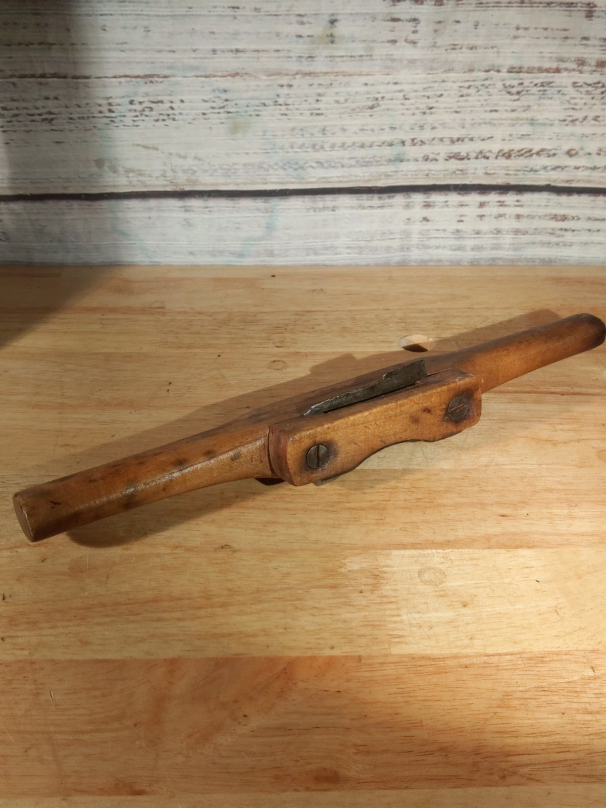 Primitive Antique Wooden Spokeshave Planer Scraper Tool - Handmade w/ Blade