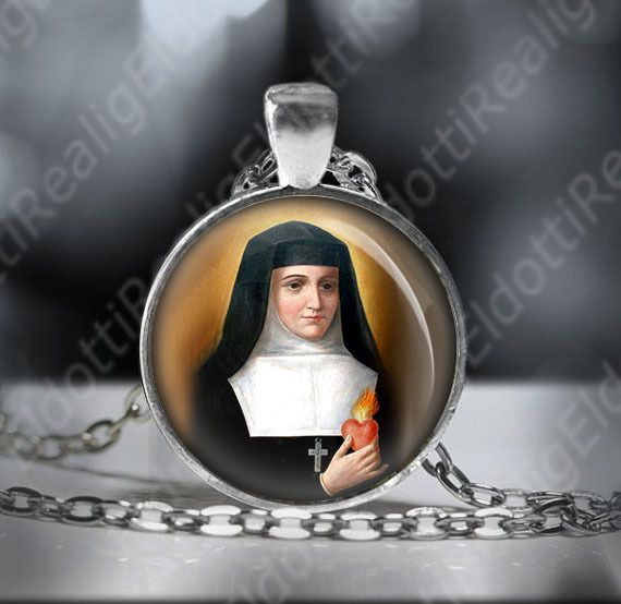 Saint Jane Frances de Chantal Catholic Necklace. Patron Religious Pendant