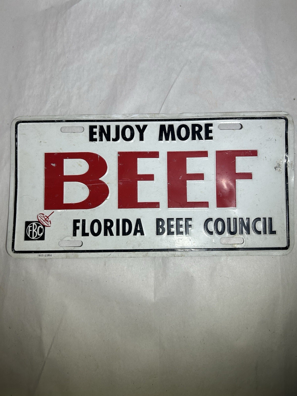 Vintage Florida Beef Council Enjoy More Beef License Plate Tag Auto Truck Farm