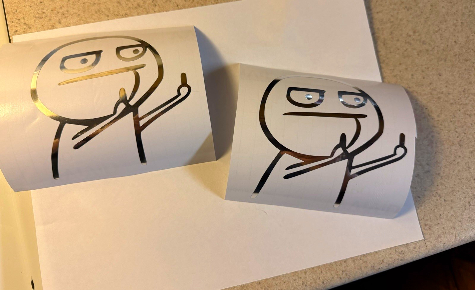 Rage Comic Troll Face Middle Finger Vinyl Decal Sticker Set chrome vinyl