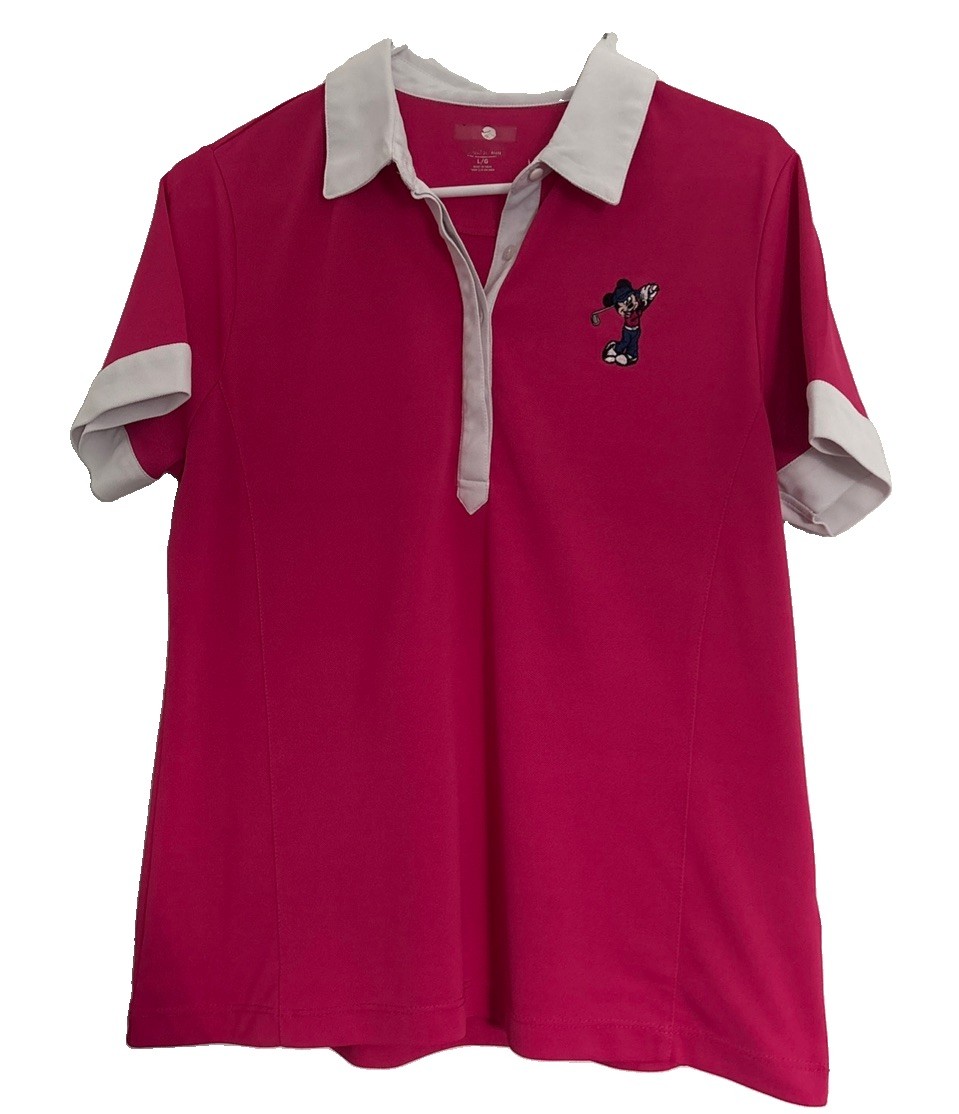 Disney Direct Women’s Golf Sporty Polo Pink Mickey Mouse Embroidered Adult Large