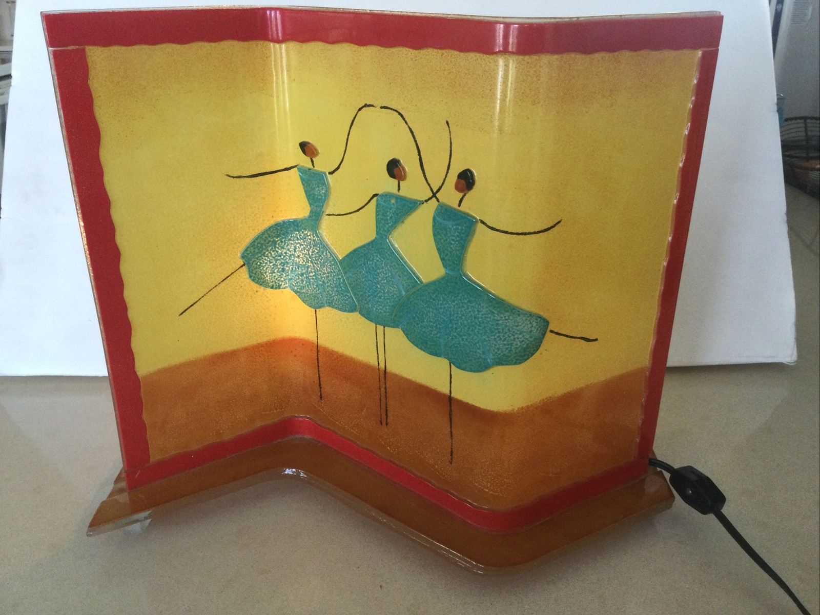Fused Art Glass Dancers Lighted Accent Lamp