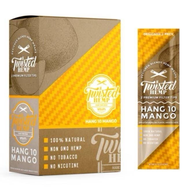 TWISTED H DESIGNER WRAPS HANG 10 MANGO 2 PK  - (15 POUCHES / BOX) 30 Wraps