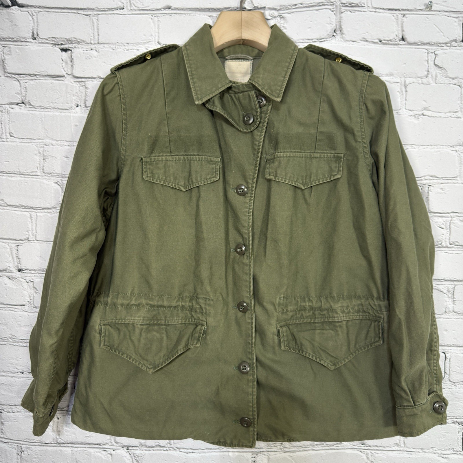 Vintage 70s Women's M43 Field Coat 14R OG-107 US Army Master Sergeant Subdued