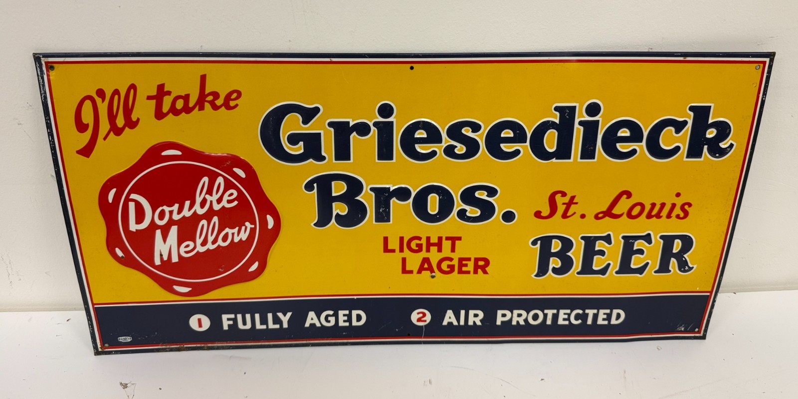 SCARCE - Vintage I\'ll Take GRIESEDIECK BROS St. Louis MO BEER Embossed Tin Sign