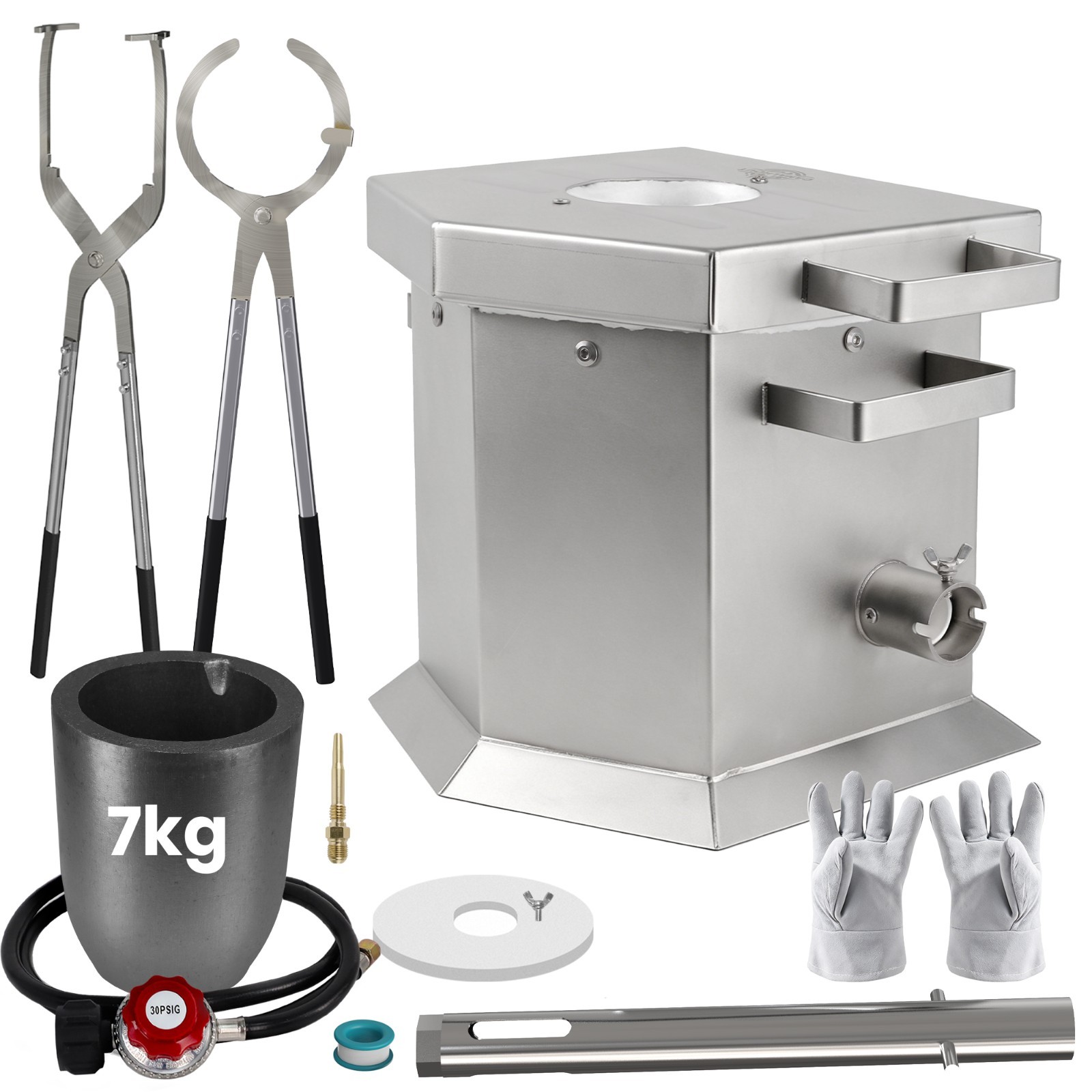 CANALHOUT 7KG/15lbs Propane Melting Furnace Kit with Two Tongs and Crucible