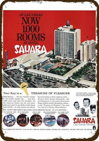 1962 SAHARA Las Vegas Hotel & Casino Vintage-Look DECORATIVE REPLICA METAL SIGN