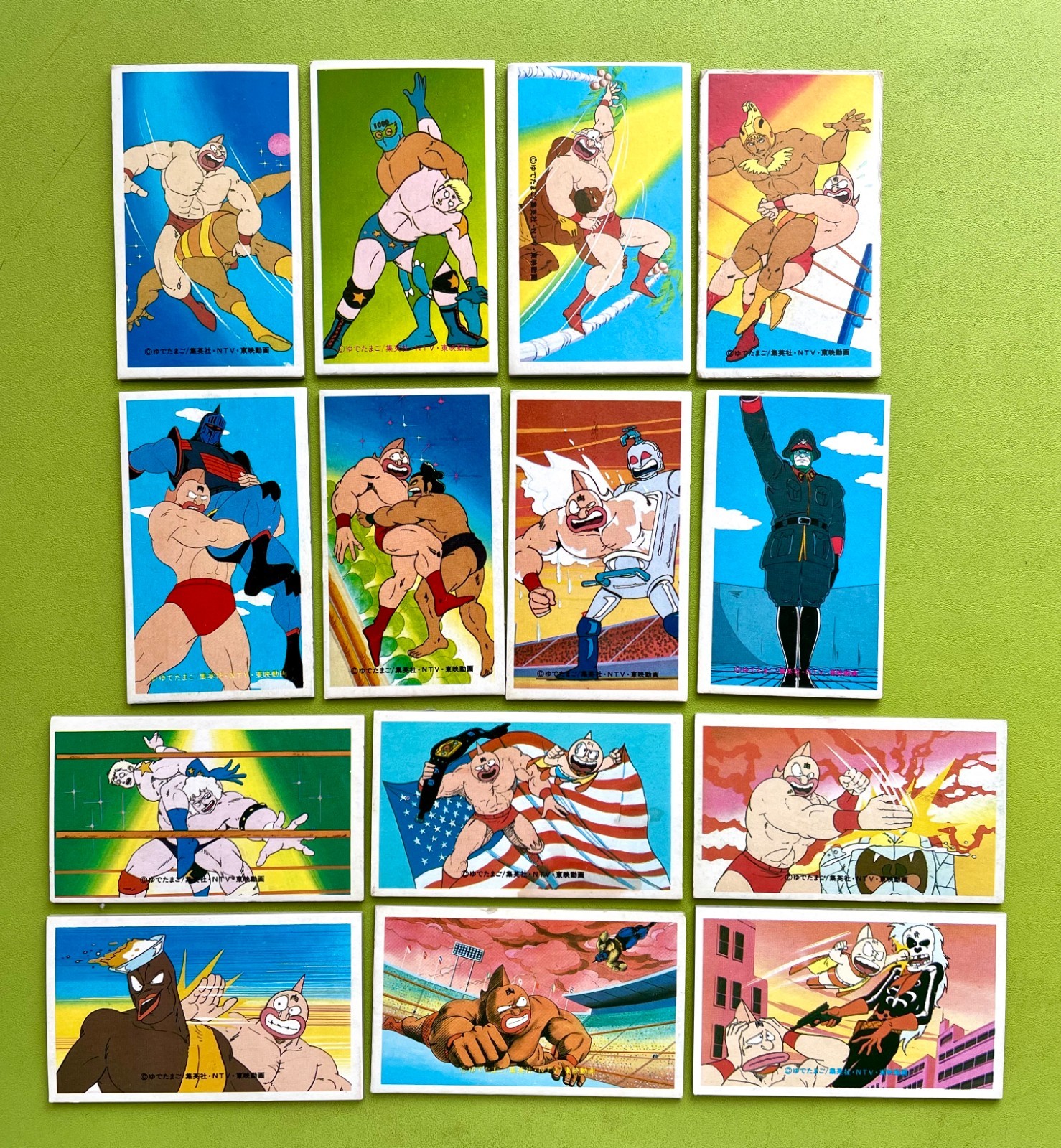 Lot of 14 Kinnikuman Muscle old Japanese menko trading card manga wrestling a9
