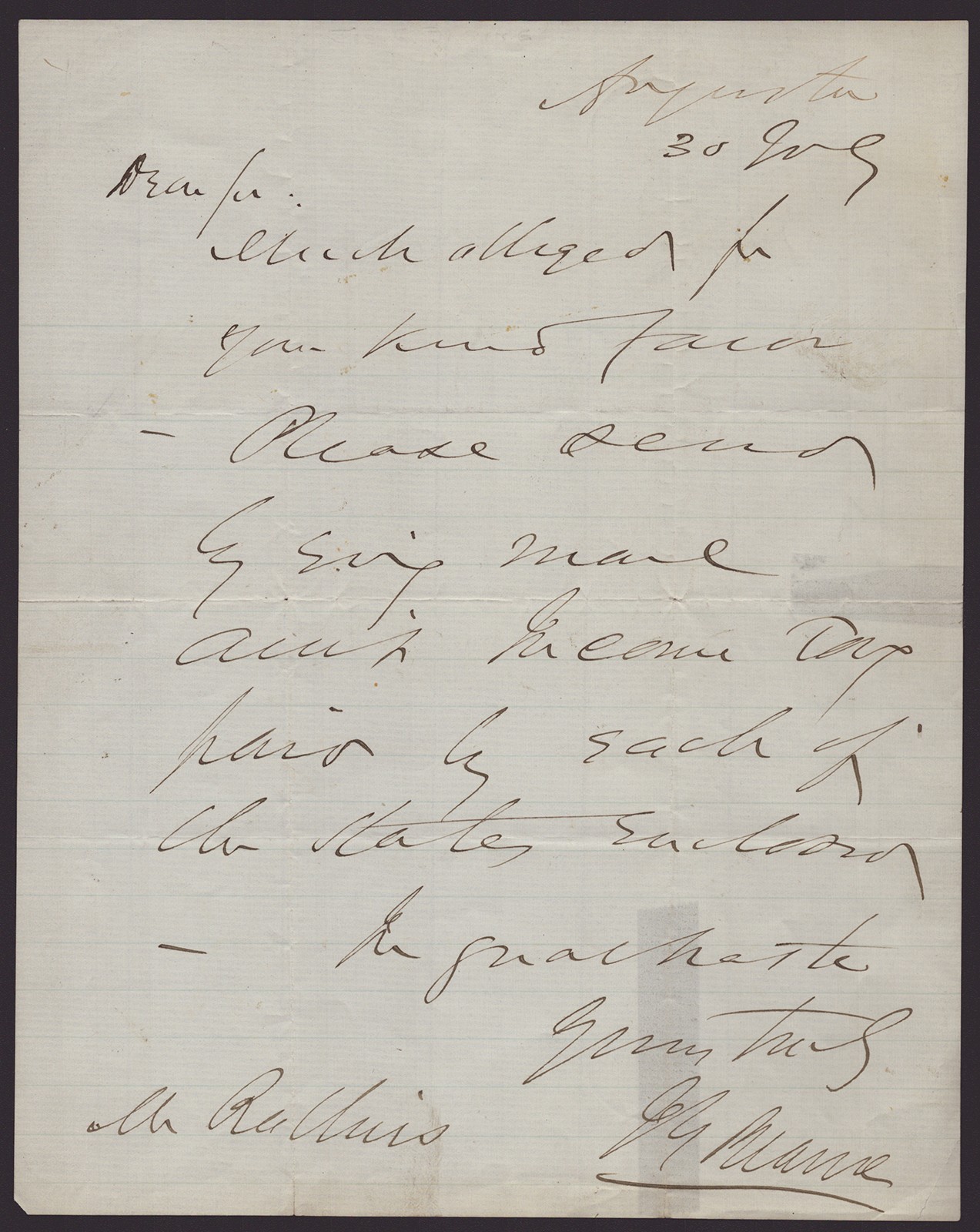 JAMES G. BLAINE - AUTOGRAPH LETTER SIGNED 07/30/1869