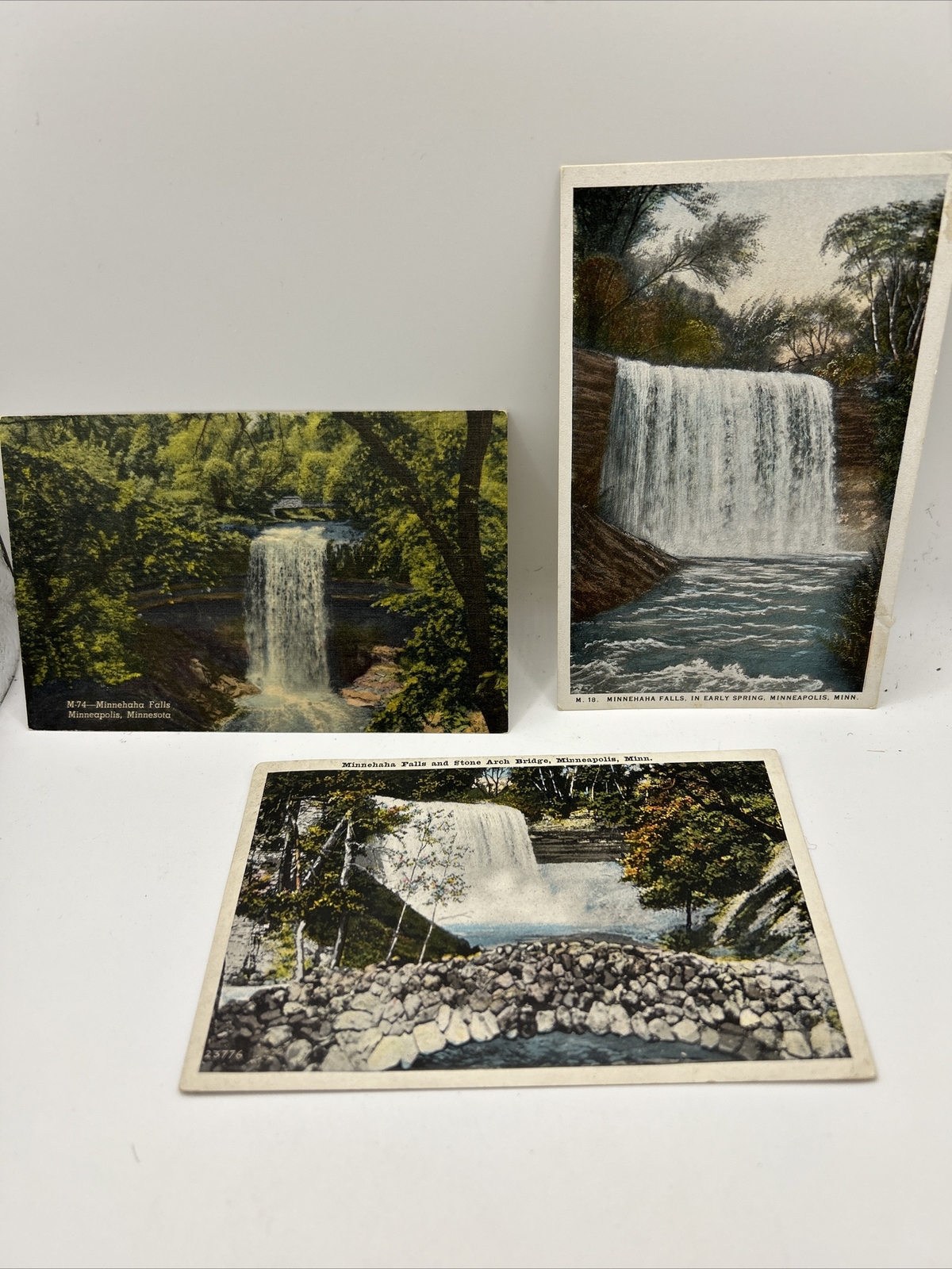Lot 3 Postcard MN-Minnesota Minnehaha Falls Stone Arch Bridge Minneapolis
