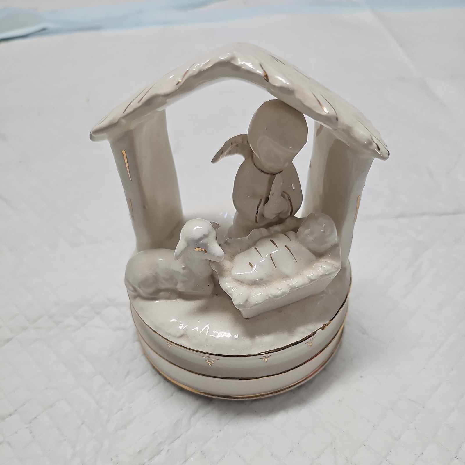 Schmid Baby Jesus and angel Music Box Plays Silent Night