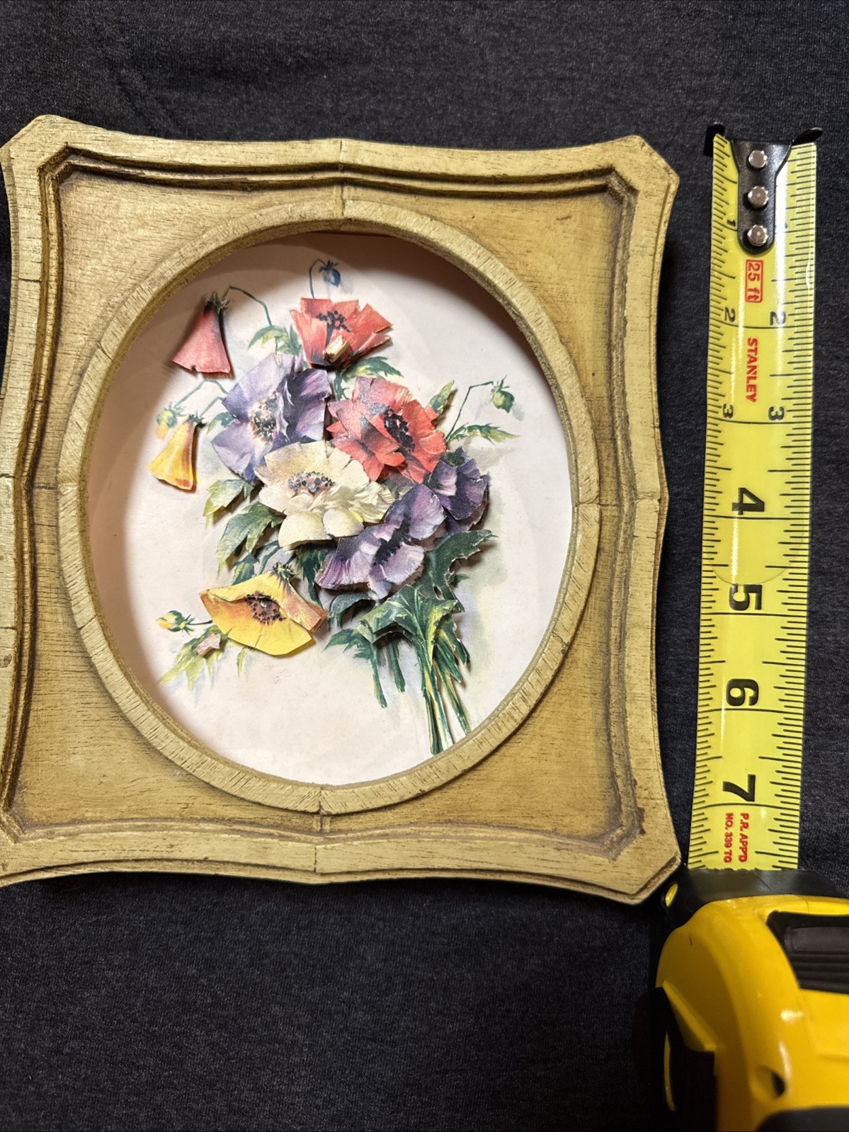 VINTAGE 3D Paper Floral Art Wood Framed Wall Plaque DAC NY 70s Mid Century Retro VINTAGE 3D Paper Floral Art Wood Framed Wall Plaque DAC NY 70s Mid Century Retro