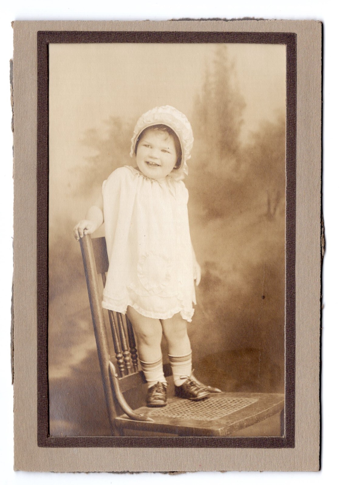 Adorable Child Big Smile Trimmed for frame Antique Cabinet Card Adorable Child Big Smile Trimmed for frame Antique Cabinet Card