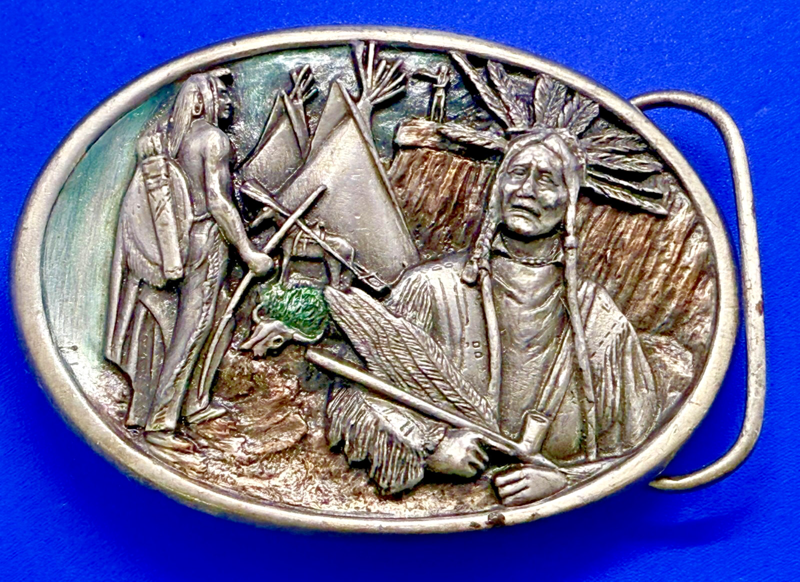 Native American Indian Chief Vintage 1984 Bergamot S-149 Belt Buckle