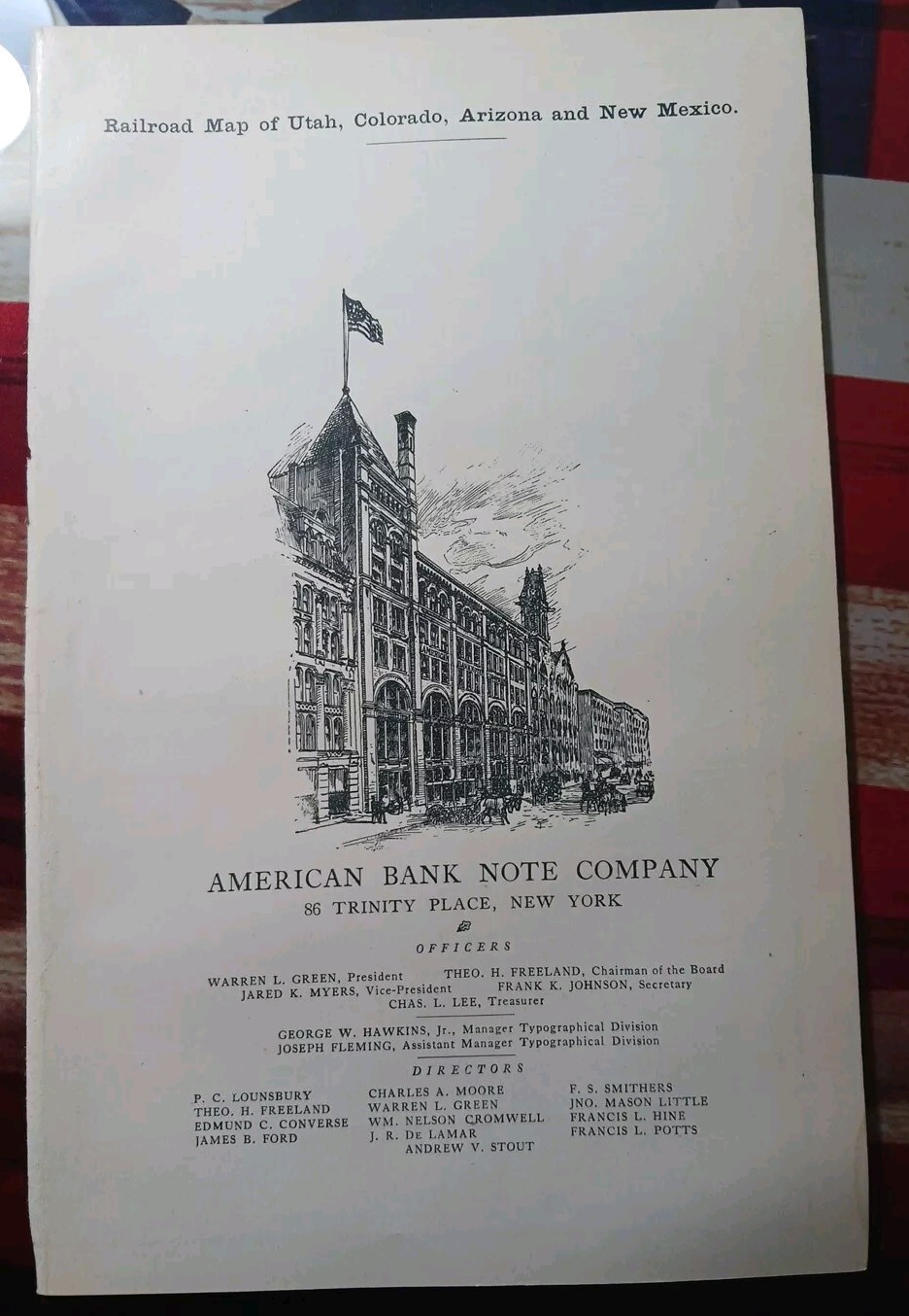 1906 Antique Advertising AMERICAN BANK NOTE CO Trinity Place Building Pic NYC