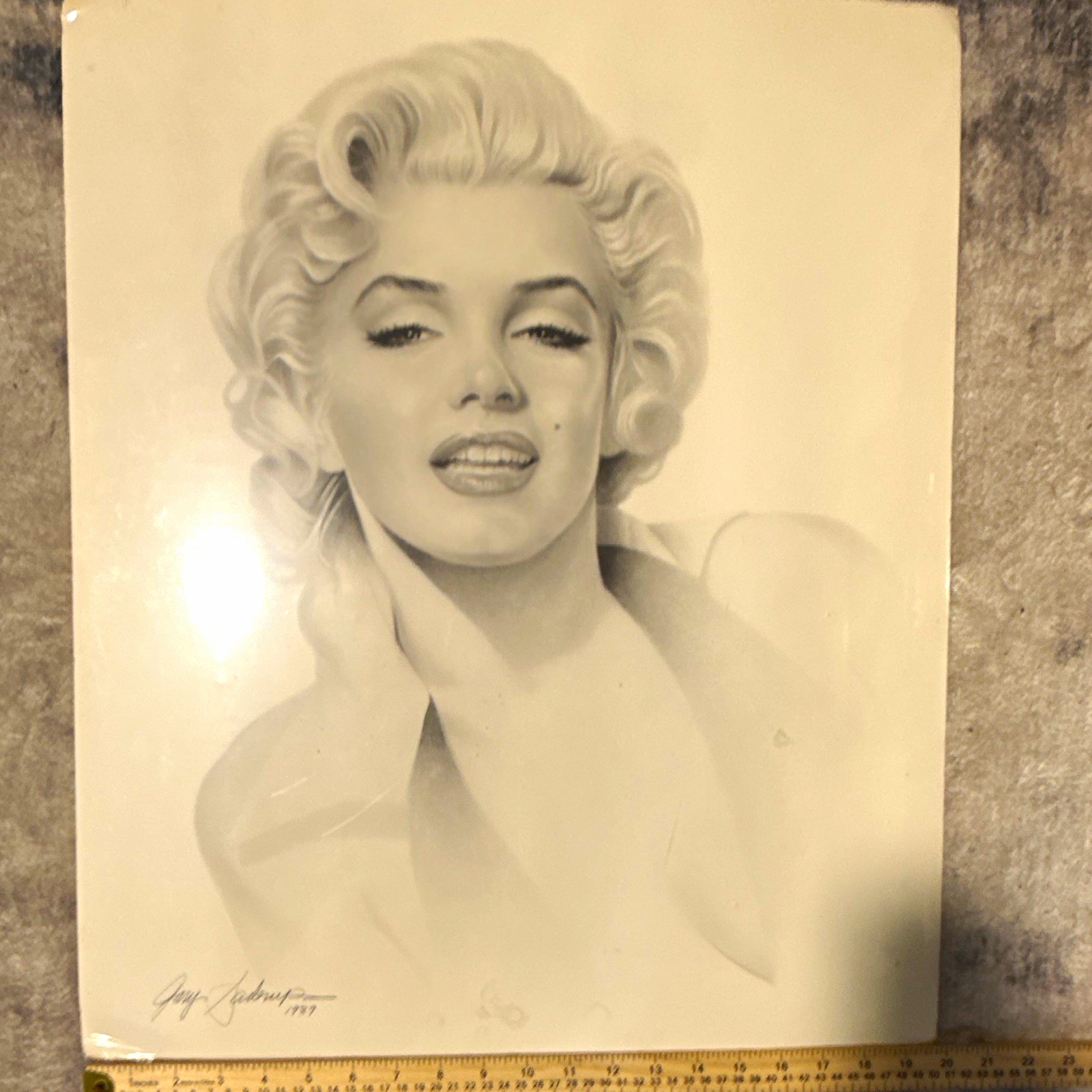 Vintage 1989 Marilyn Monroe Gary Saderup Portrait Art Print 20x24 Signed Vintage 1989 Marilyn Monroe Gary Saderup Portrait Art Print 20x24 Signed