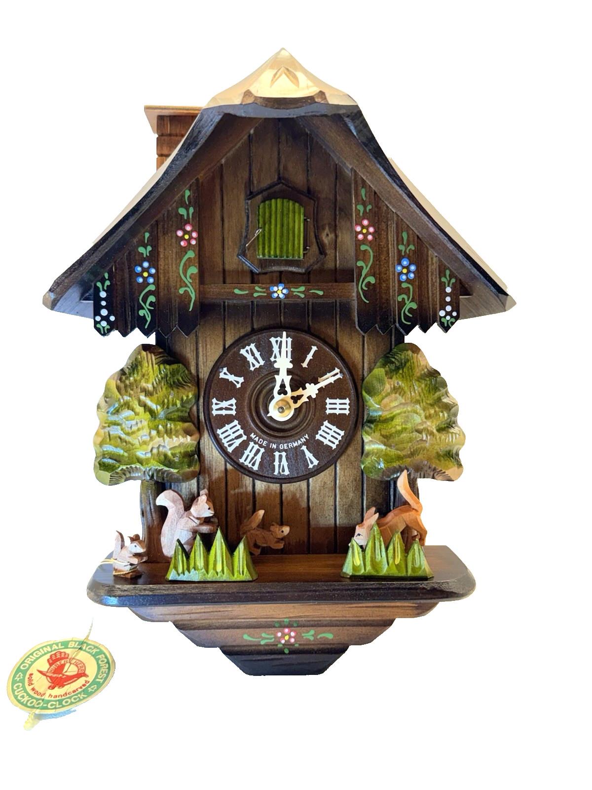 Hubert Herr Cuckoo Clock Dancing Squirrels VTG Black Forest Chalet Germany NOS Hubert Herr Cuckoo Clock Dancing Squirrels VTG Black Forest Chalet Germany NOS