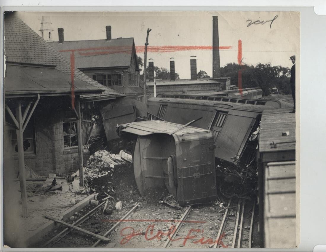 STOUGHTON MA ORIGINAL PHOTO TRAIN WRECK VINTAGE 8X10 INCH RAILROAD 1924