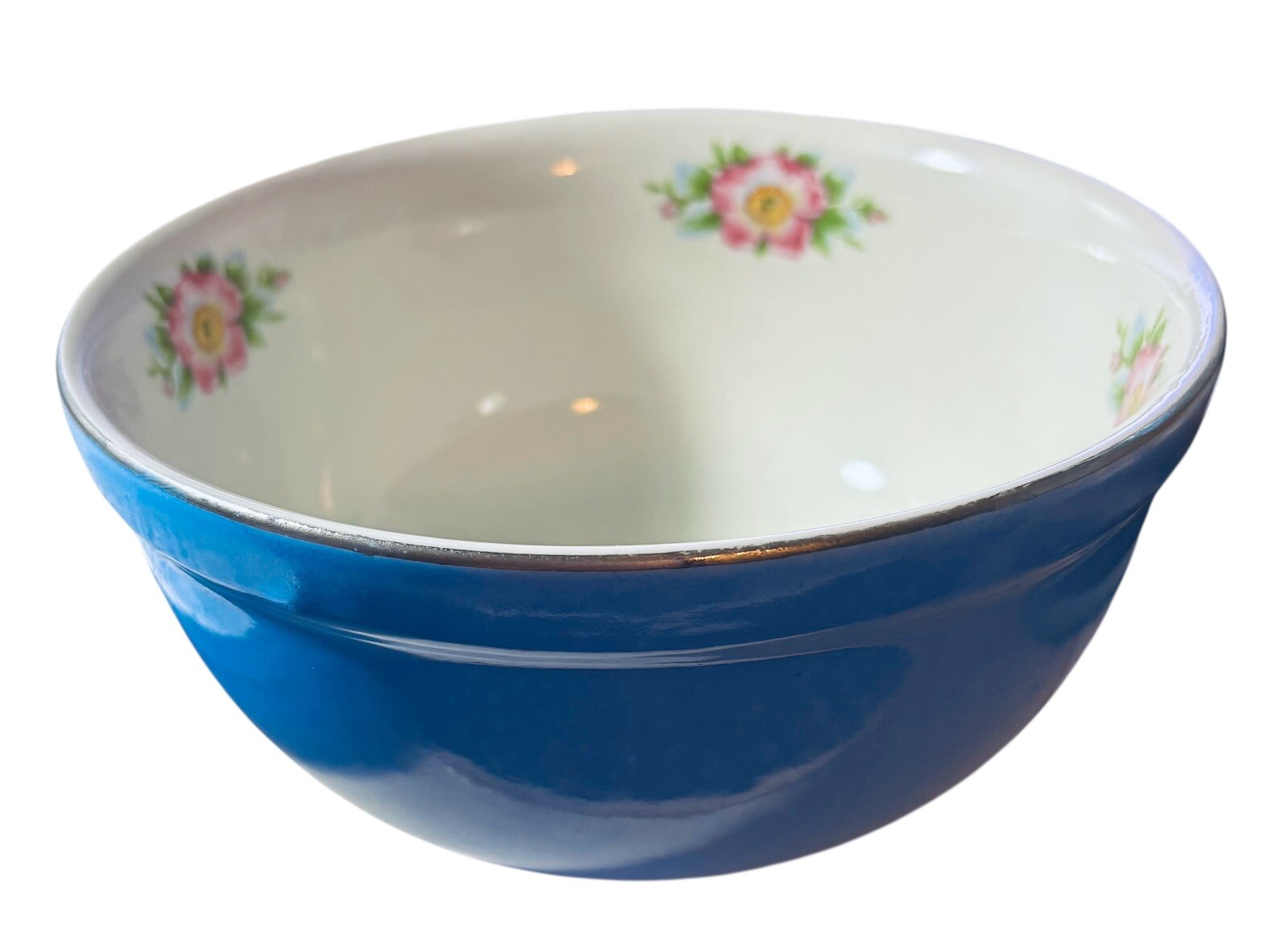 HALL\'S SUPERIOR QUALITY KITCHENWARE CADET BLUE ROSE PARADE BOWL, 7.5\