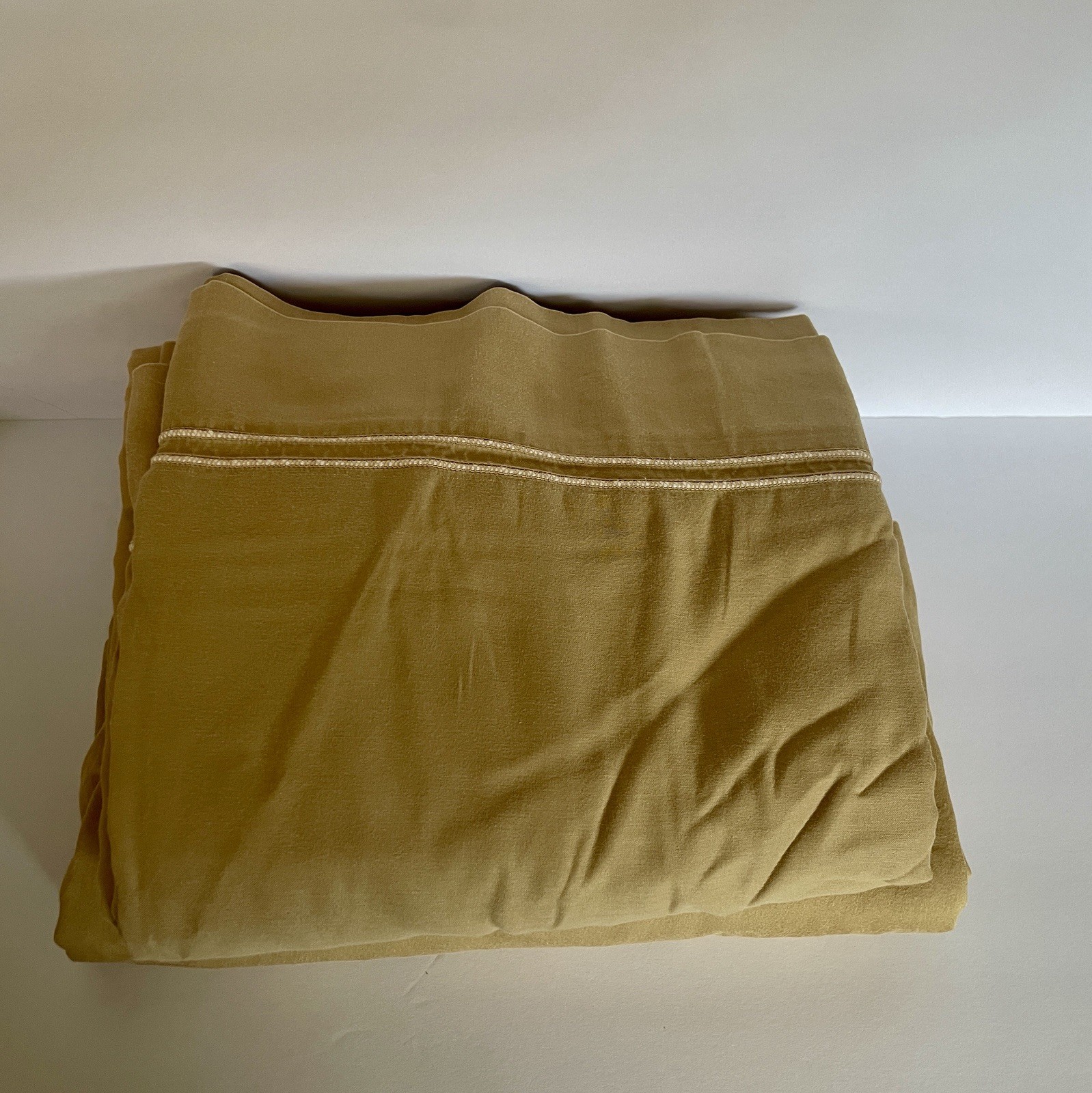 VTG Yves Delorme Tan Beige Full Size Flat Sheets (2)  Made In France 100% Cotton