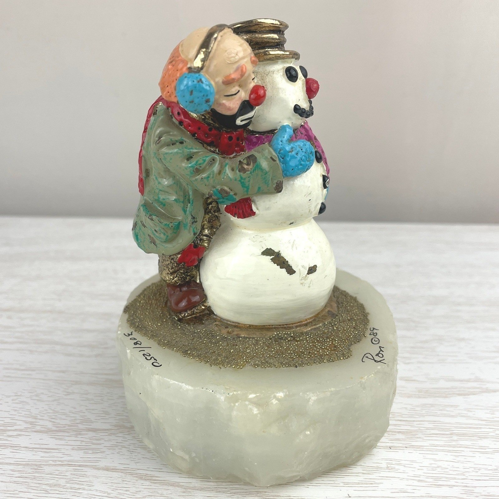 Vintage RON LEE 1989 Winter Pals Snowman 158 Sculpture 24k Gold Limited Gift USA