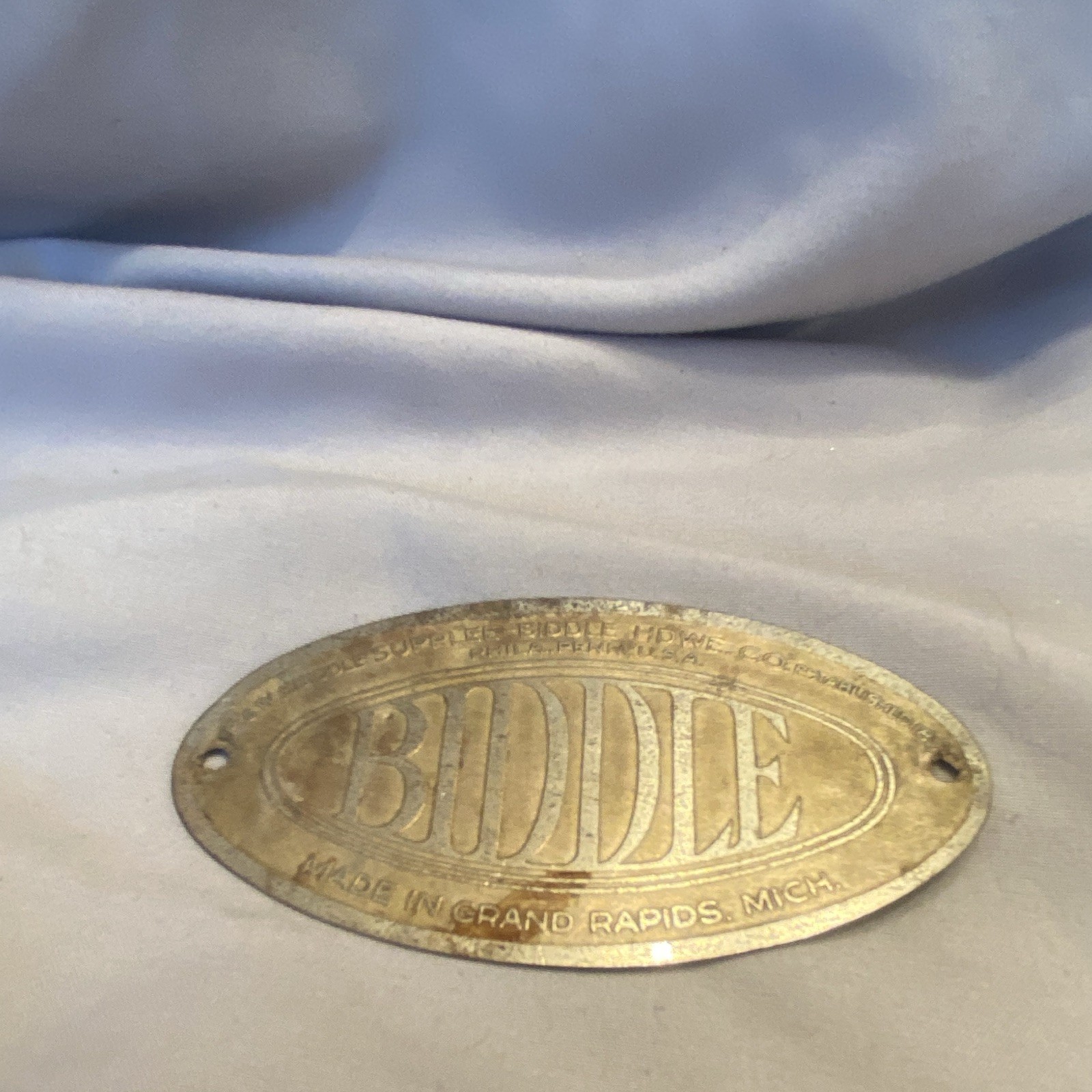 Biddle Brass Oval Plaque w/ 2 Mounting Holes 3.5\