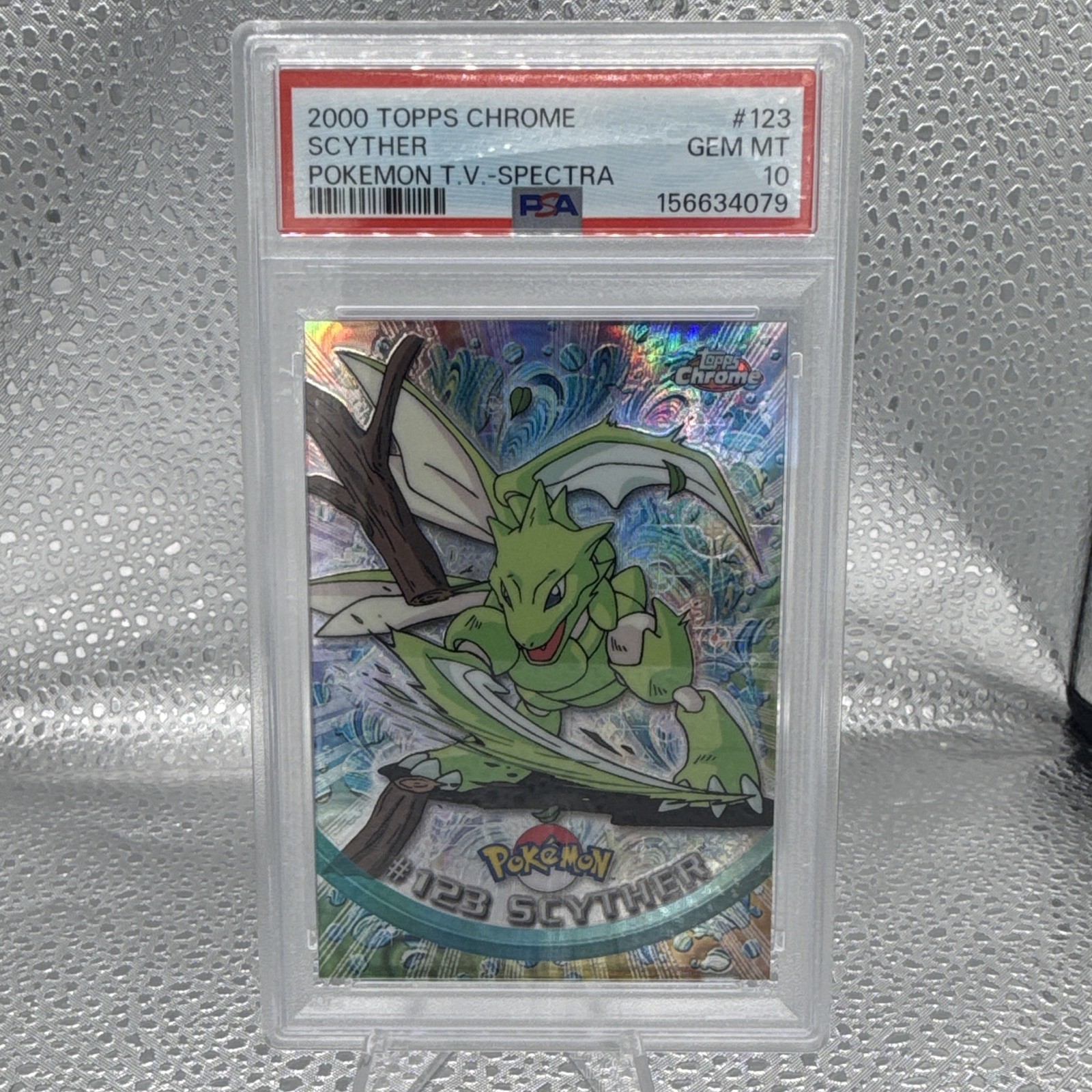 Topps 2000 Topps Chrome Pokemon TV Spectra Scyther #123 PSA 10